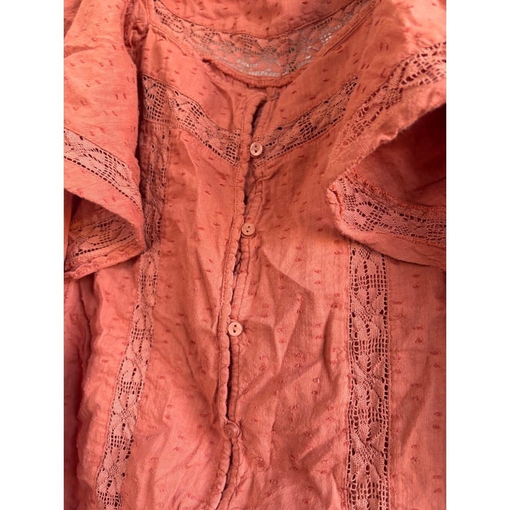 Old Navy Top Womens L Lace Flutter Sleeve Button Front Blouse Casual - Picture 5 of 5